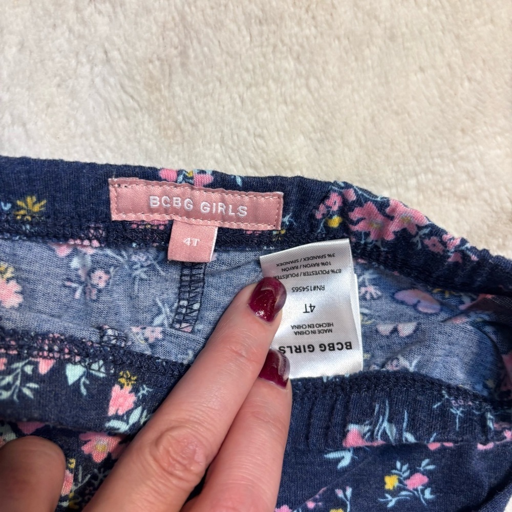 BCBG Girls Outfit Size 4T Girls Pants 2 Tops Butterfly Floral Aqua, White, Navy - Picture 8 of 10